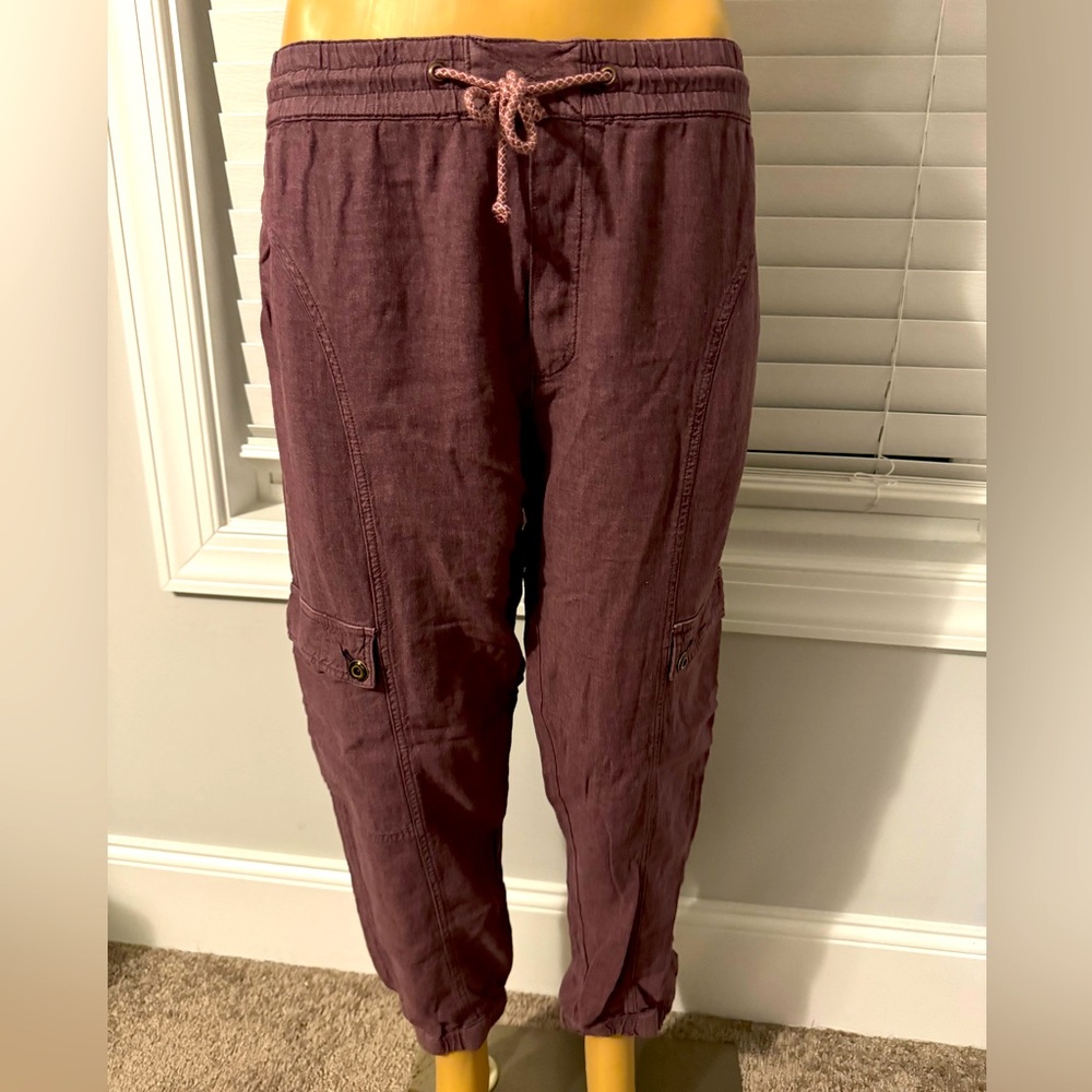 Cool Anthropologie size SP purple cargo joggers drawstring NWT